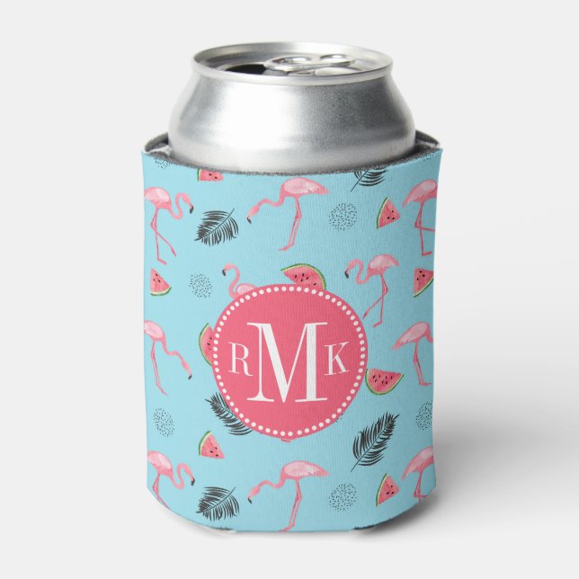 Trendy Tropical Flamingo & Watermelon Muster Dosenkühler (Kanne Vorderseite)