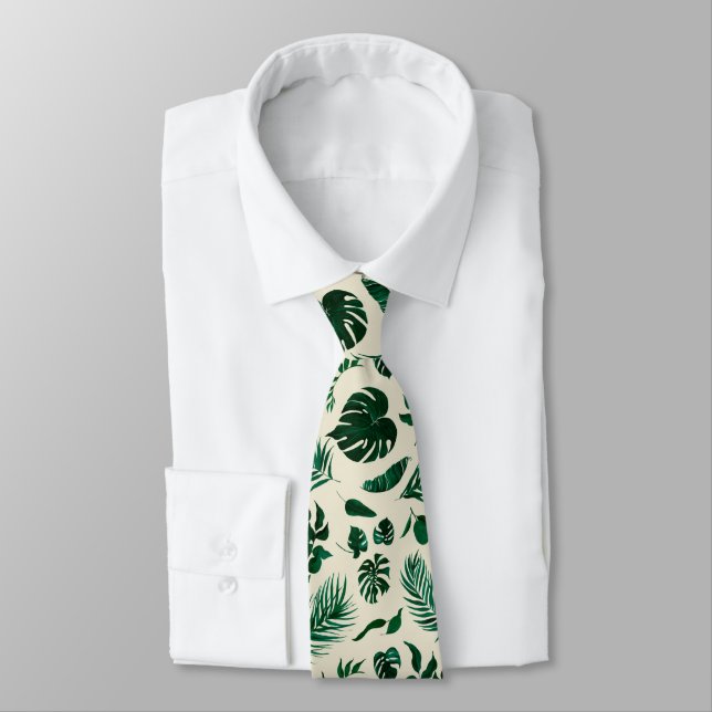 Trendy Tropical Foliage Green Blätter Muster Krawatte (Gebunden)