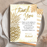 Trendy Tropical Gold Ananas Summer Party Dankeskarte<br><div class="desc">Trendy Tropical Gold Ananas Summer Party Danke Karte</div>