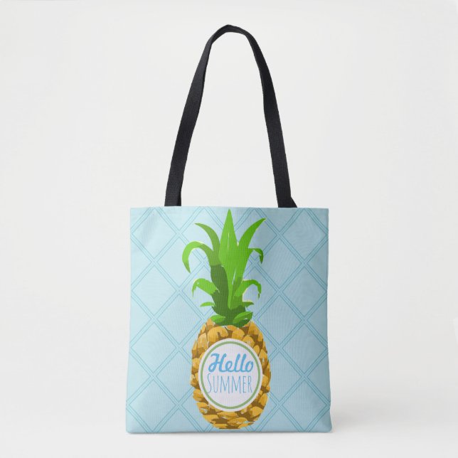 Trendy Tropical Pineapse Hallo Sommer Tasche (Vorderseite)