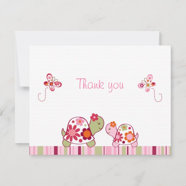Trendy Tropical Turtle Thank You Note Cartes (Devant)