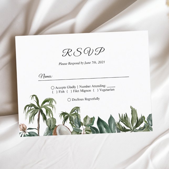 Trendy Tropical Watercolor Green Blätter Einladungspostkarte (Von Creator hochgeladen)