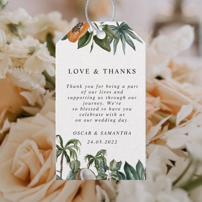 Trendy Tropical Watercolor Green Blätter Geschenkanhänger (Von Creator hochgeladen)