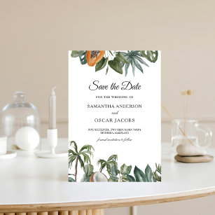 Trendy Tropical Watercolor Green Blätter Save The Date