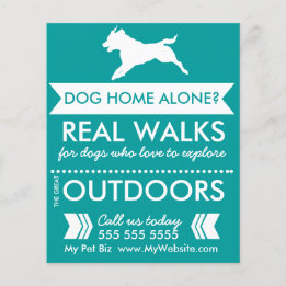 Trendy Türkis Hund Silhouette Hundeausführer Flyer