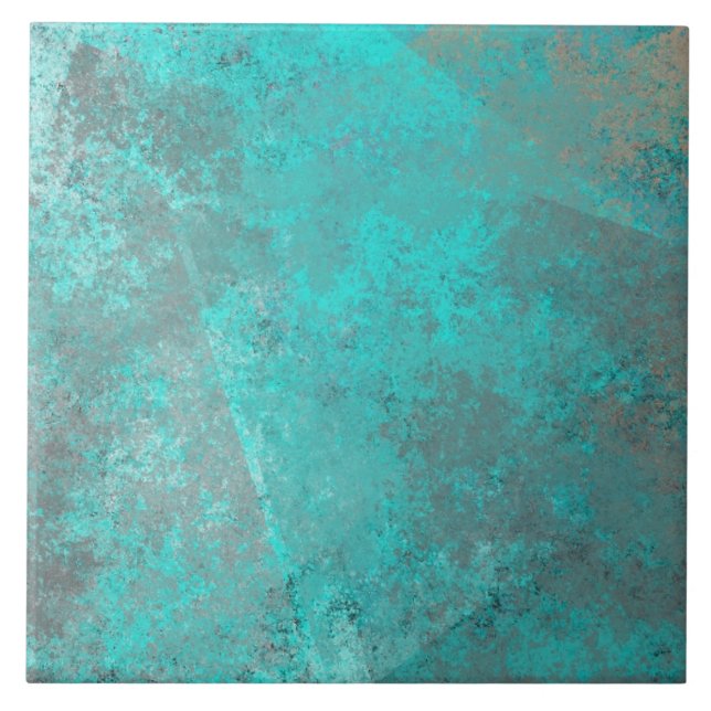 Trendy Türkis und Grau Keramik Tile Fliese (Vorderseite)