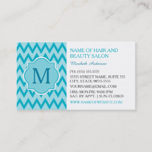 Trendy Türkise Zickzack Zigzag Monogram Boutique Visitenkarte