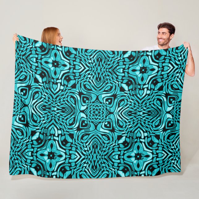 Trendy Turquoise Aquamarin Blue Angesagt Bohemisch Fleecedecke (Beispiel)