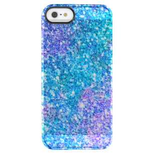 Trendy Turquoise-Blue & Pink Glitzer Durchsichtige iPhone SE/5/5s Hülle