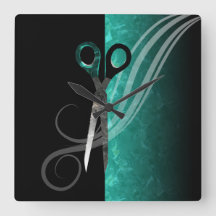 Trendy turquoise hair salon clock