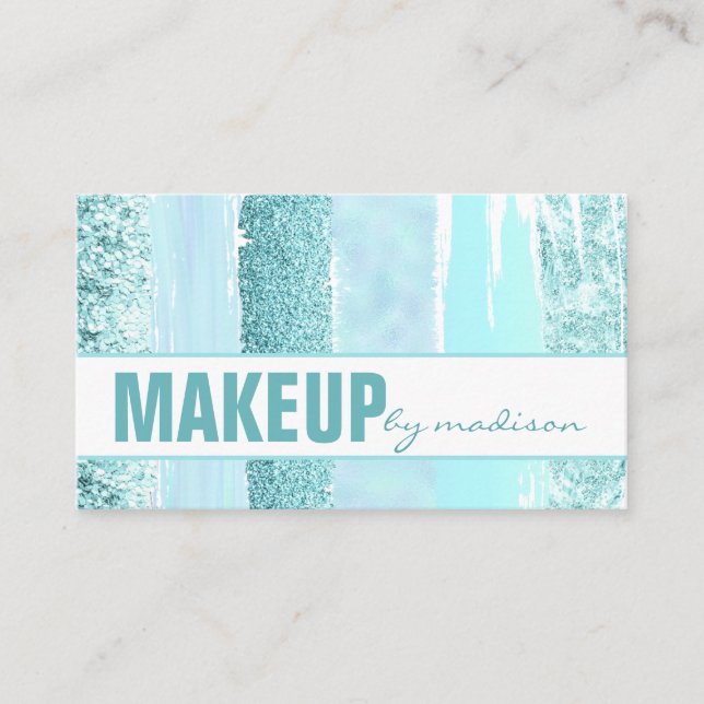 Trendy Turquoise Modern Chic Makeup Artist Visitenkarte (Vorderseite)