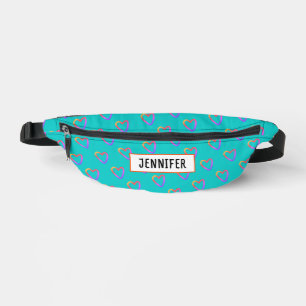 Trendy Turquoise Rainbow Liebe Muster Name Bauchtasche