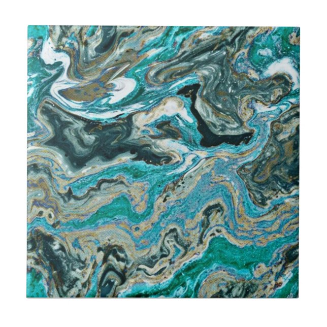 Trendy Turquoise Rocky Pattern Style Keramik Tile Fliese (Vorderseite)
