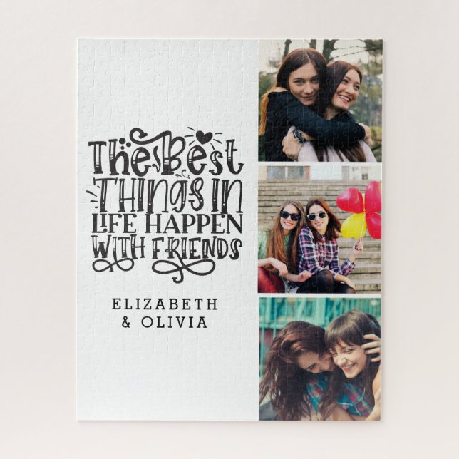 Trendy Typografie Best Friends Names Foto Collage (Vertikal)