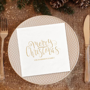 Trendy Typografie Frohe Weihnachtsferien Servietten Mit Folie
