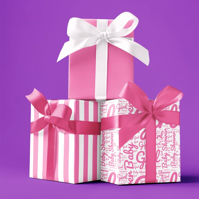 Trendy Typografie Girl Script Baby Dusche Geschenkpapier Set (Von Creator hochgeladen)