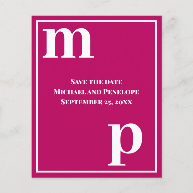 Trendy Typografie Magenta Budget Save the Date Flyer (Vorne)