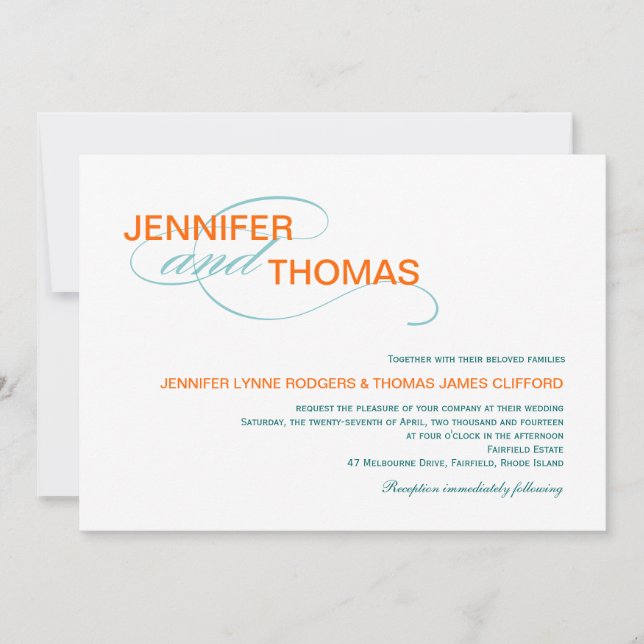 Trendy Typografie Moderne Hochzeitseinladungen Einladung (Vorderseite)