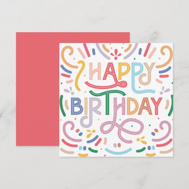 Trendy Typografie Rainbow Modern Happy Birthday Karte (Vorne/Hinten)