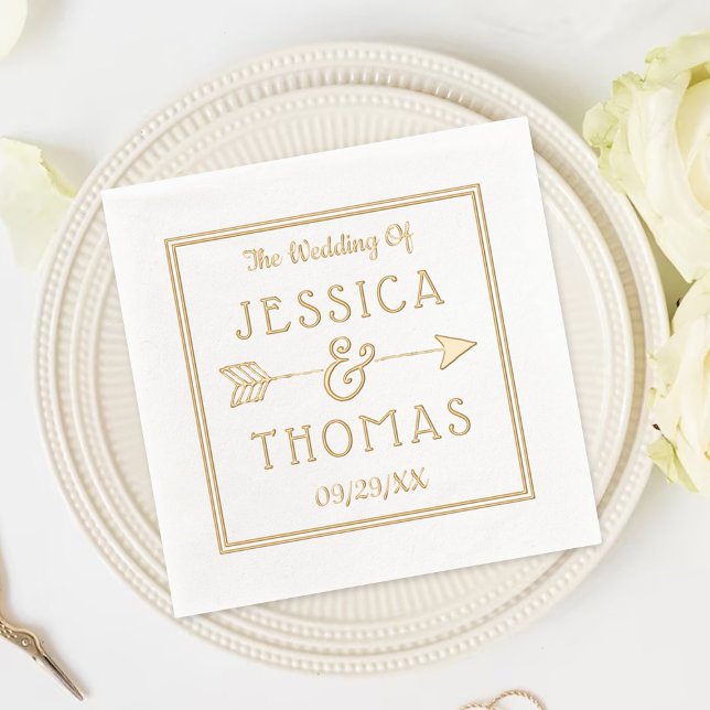 Trendy Typografy Ampersand & Arrow Wedding Servietten Mit Folie (Von Creator hochgeladen)