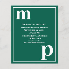 Trendy Typografy Emerald Green Budget Wedding Flyer
