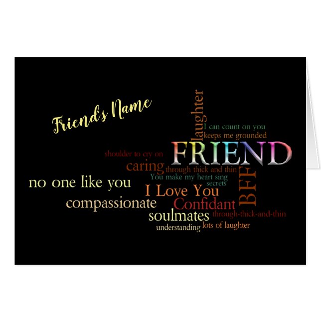 Trendy Typografy Friendship Words Card (Vorderseite (Horizontal))