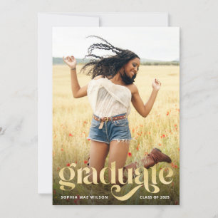 Trendy Typografy Gold Overlay Foto Grad Party Einladung