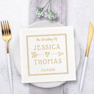 Trendy Typografy Liebe Heart & Arrow Wedding Servietten Mit Folie