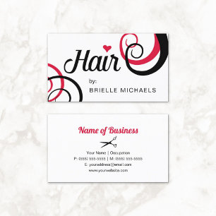 Trendy Typografy Modern Curles Rot und Schwarzes H Visitenkarte