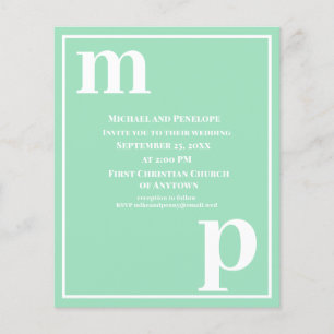 Trendy Typografy Seafoam Green Budget Wedding Flyer