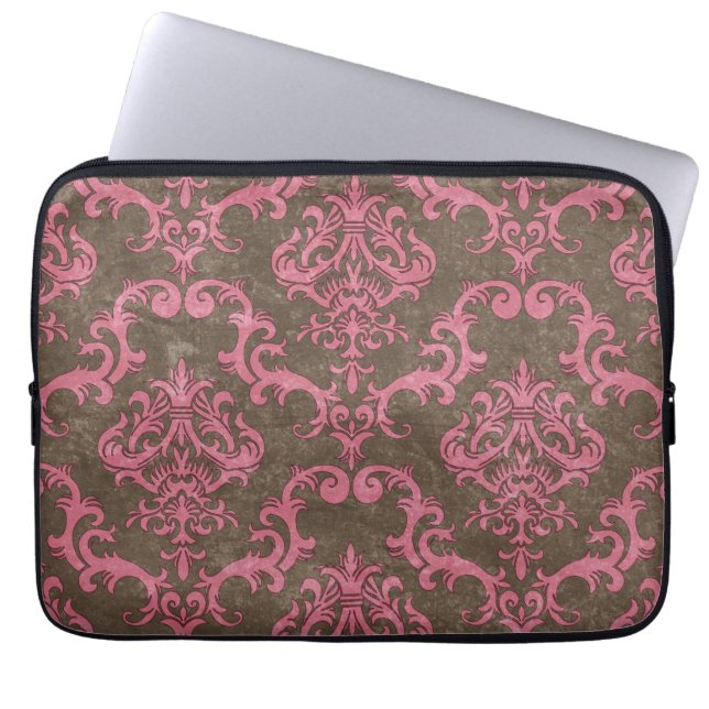 Trendy u. Damast-Laptop-Hülse Mod-Browns rosa Laptopschutzhülle (Vorderseite)