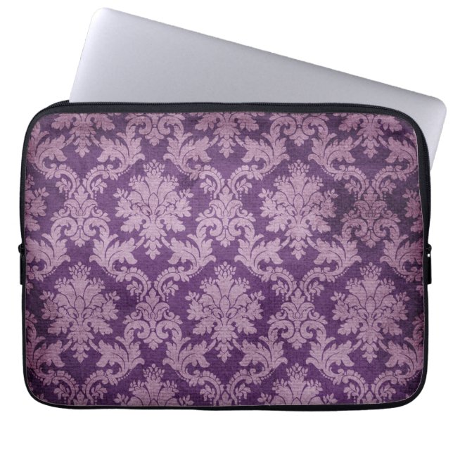 Trendy u. Mod-lila Damast-Laptop-Hülse Laptopschutzhülle (Vorderseite)