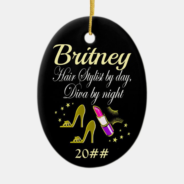TRENDY UND CHIC PERSONALISIERT HAIR STYLIST KERAMIK ORNAMENT (Vorne)