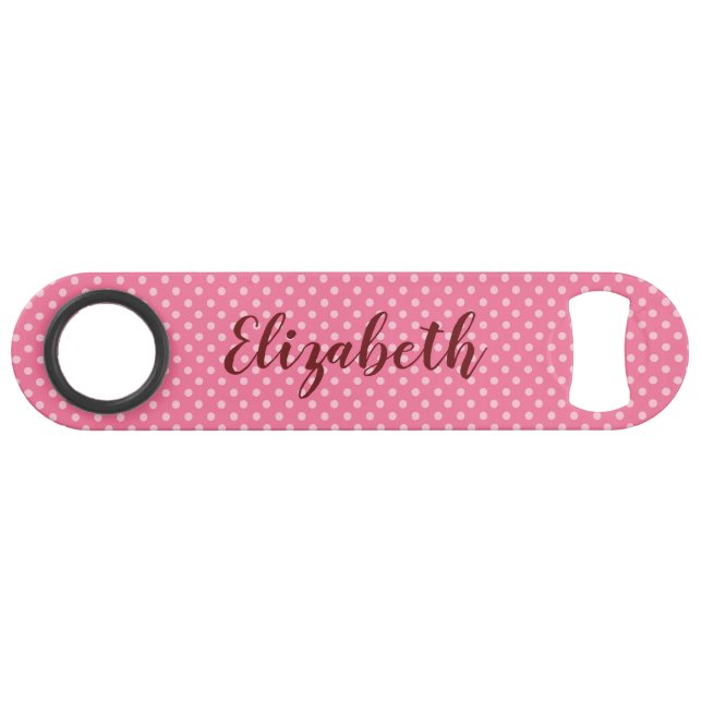 Trendy und rosa Polka Punkte Speed Flaschenöffner (Vorderseite (Horizontal))