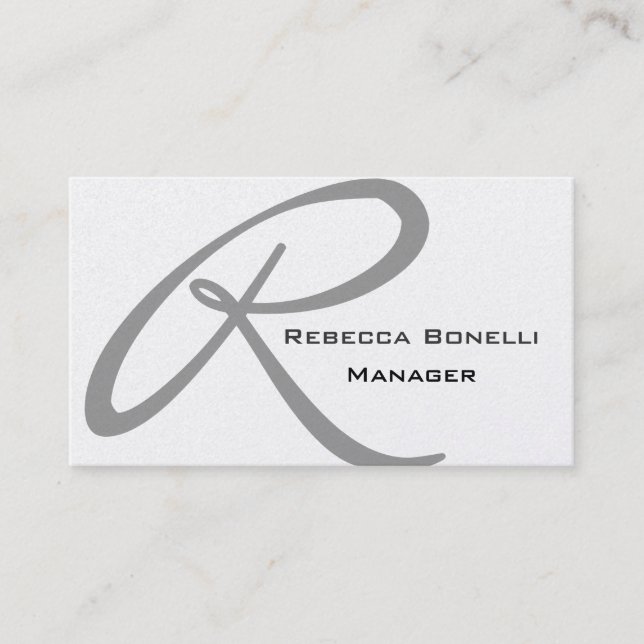Trendy Unique Gray Monogram Business Card Visitenkarte (Vorderseite)