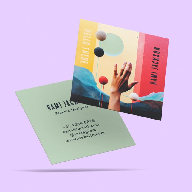 Trendy Unique Hallo Abstrakt Künstlerisch Quadratische Visitenkarte (Von Creator hochgeladen)