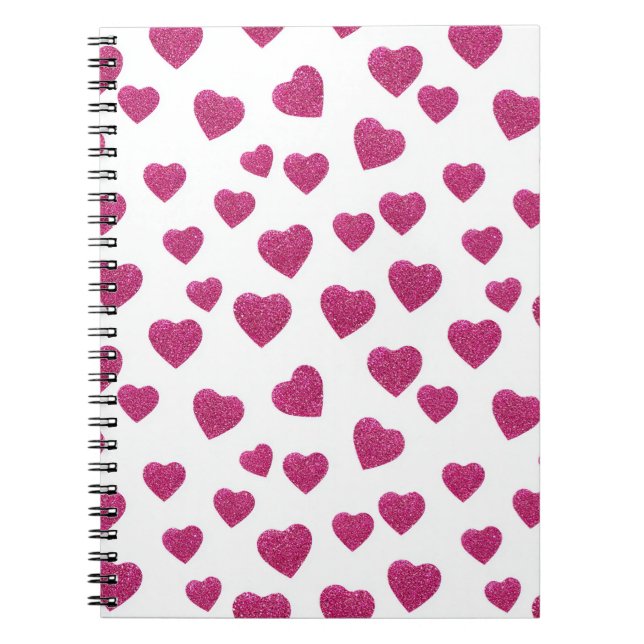 Trendy Valentine Pink Glitter Hearts on White Notizblock (Vorderseite)