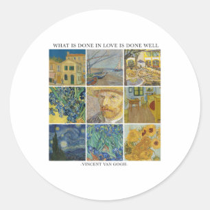 Trendy Van Gogh Grid _1 Runder Aufkleber