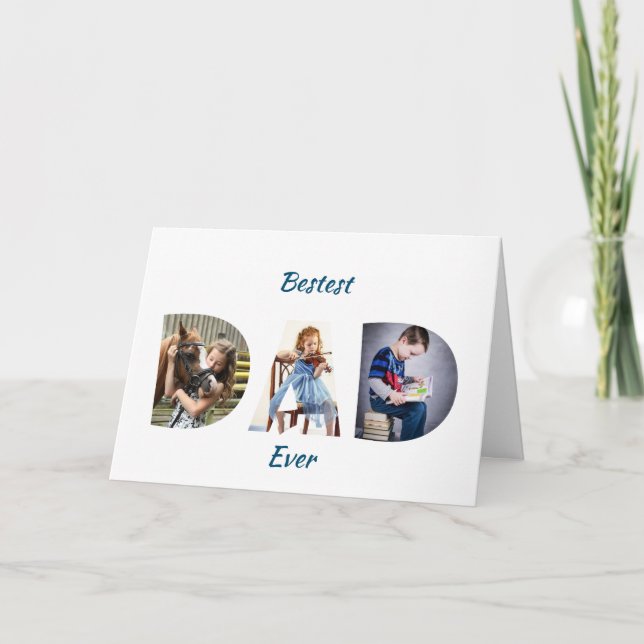 Trendy VATER Transparent Bester Vater seit 3 Fotos Karte (Vorderseite)