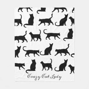 Trendy verrückte Silhouetten Katzen-Damen-schwarz Fleecedecke
