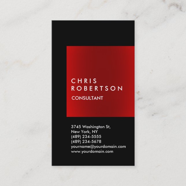 Trendy Vertical Black Strip Business Card Visitenkarte (Vorderseite)