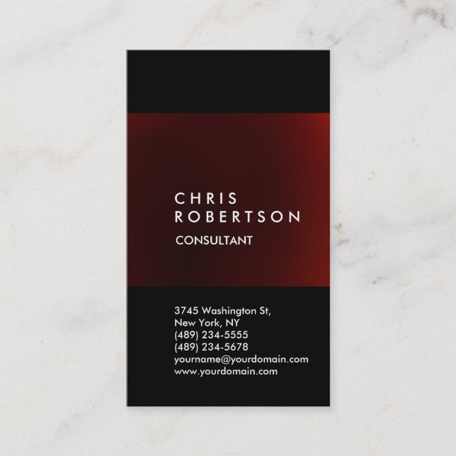 Trendy Vertical Black Strip Business Card Visitenkarte (Vorderseite)