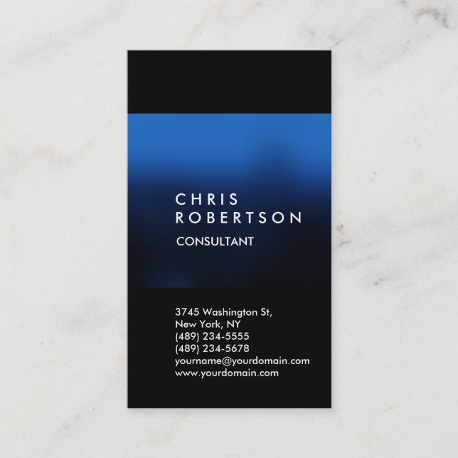 Trendy Vertical Black Strip Business Card Visitenkarte (Vorderseite)