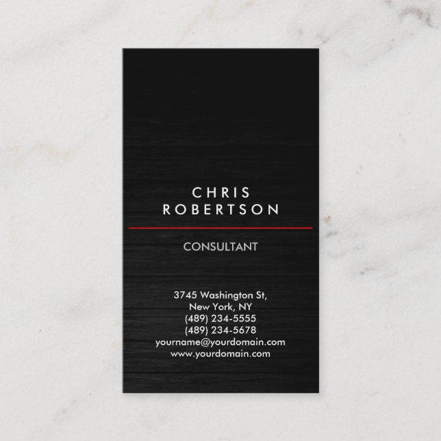 Trendy Vertical Gray Wood Pattern Business Card Visitenkarte (Vorderseite)
