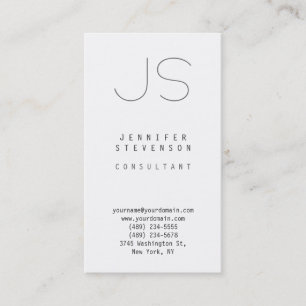 Trendy Vertical Schlicht White Monogram Business C Visitenkarte