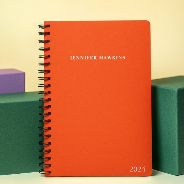 Trendy Vibrant Bold Orange Weekly Monogram 2024 Planer (Von Creator hochgeladen)