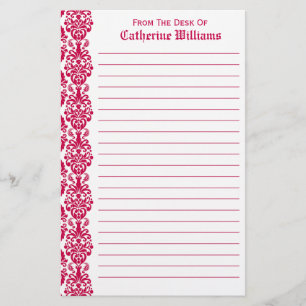 Trendy Viktorianisch Hot Pink Lace Damask Side Bor Briefpapier