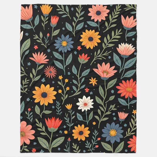Trendy Vintag Beautiful Floral Collection Fleecedecke (Vorderseite)