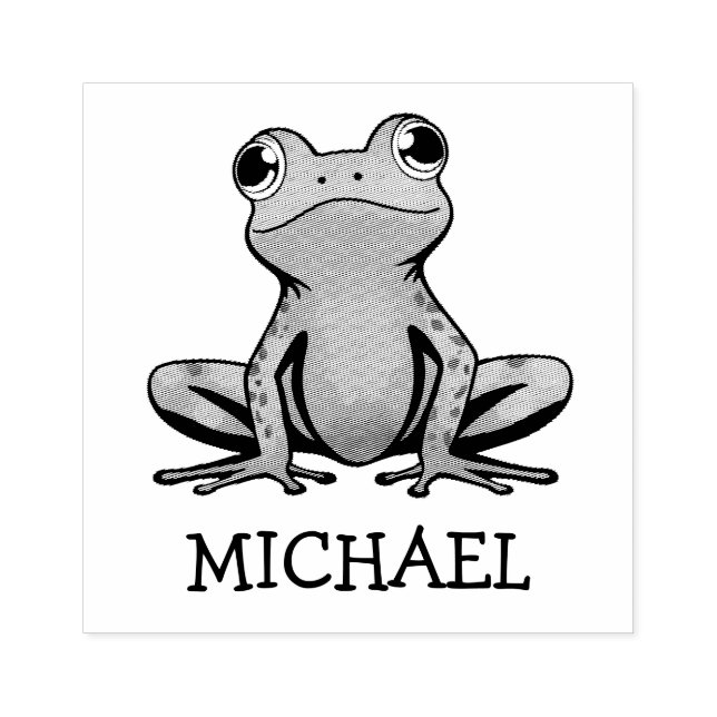 Trendy Vintag Personalisiert Kids Niedlich Frosch Gummistempel (Prägung)