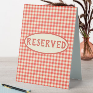 Trendy Vintag Red Checkerboard Muster reserviert Tischaufsteller